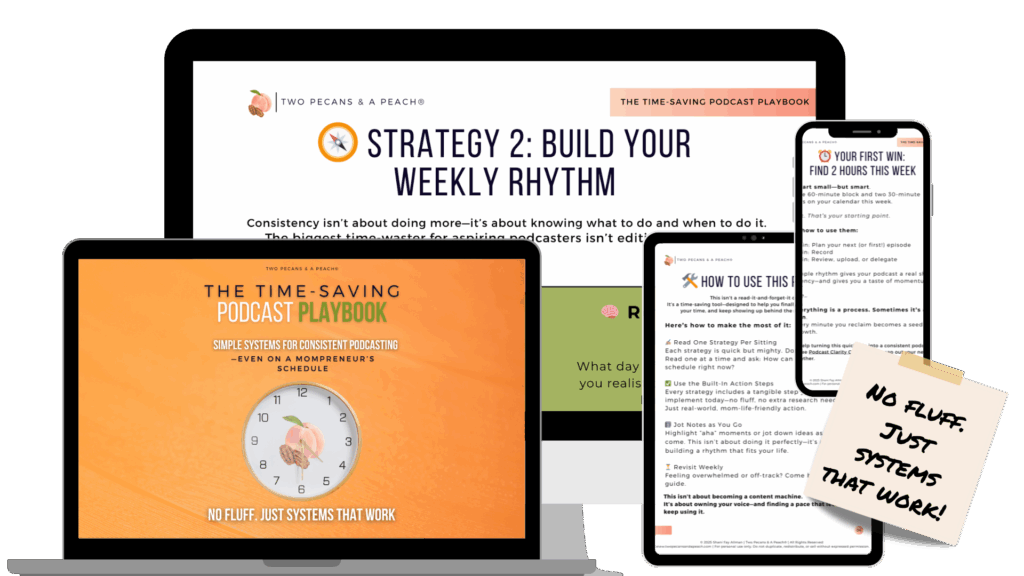 Cover of The Time-Digital mockup of the Time-Saving Podcast Playbook to help avoid why podcasts fail after episode 7